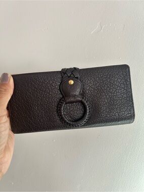 Michael Kors Black Textured Leather Ring-Detail Card & Key Holder